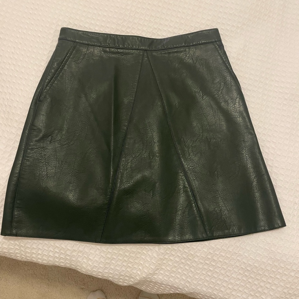 Zara Dark Green Faux Leather Skirt